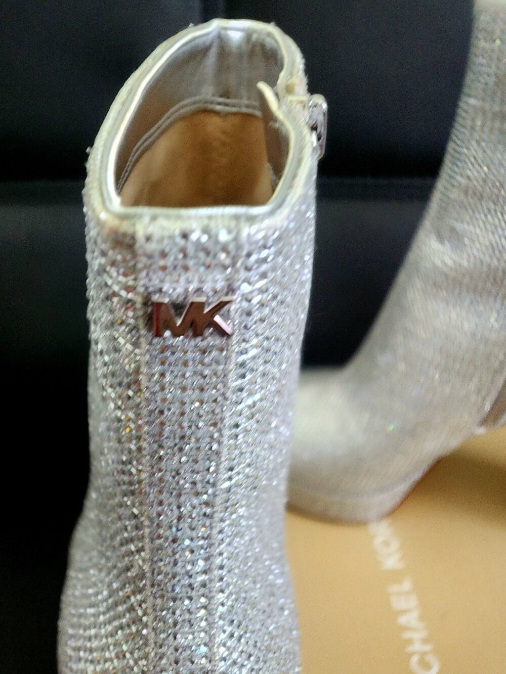 Michael Kors “Brand New" Joanna Crystal Silver Embellished Platform Booties - Picture 2 of 5